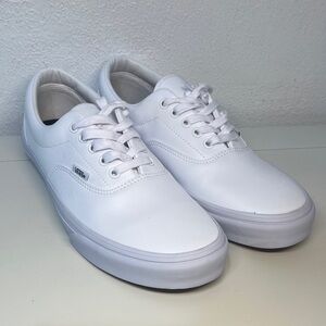 (28) Vans Era white leather Men's Classic White Sneakers brand new
